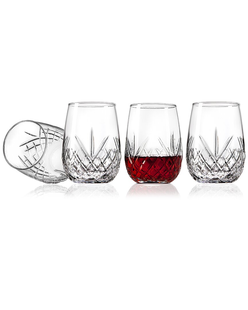 Godinger Set Of 4 Dublin Crystal Stemless Wine Glasses In Clear