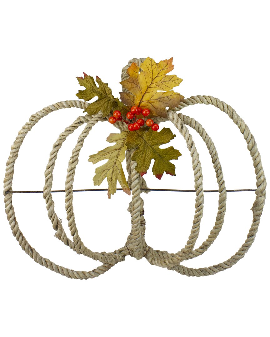 Northlight Autumn Foliage And Rope Pumpkin Fall Harvest Wall Decoration In Green