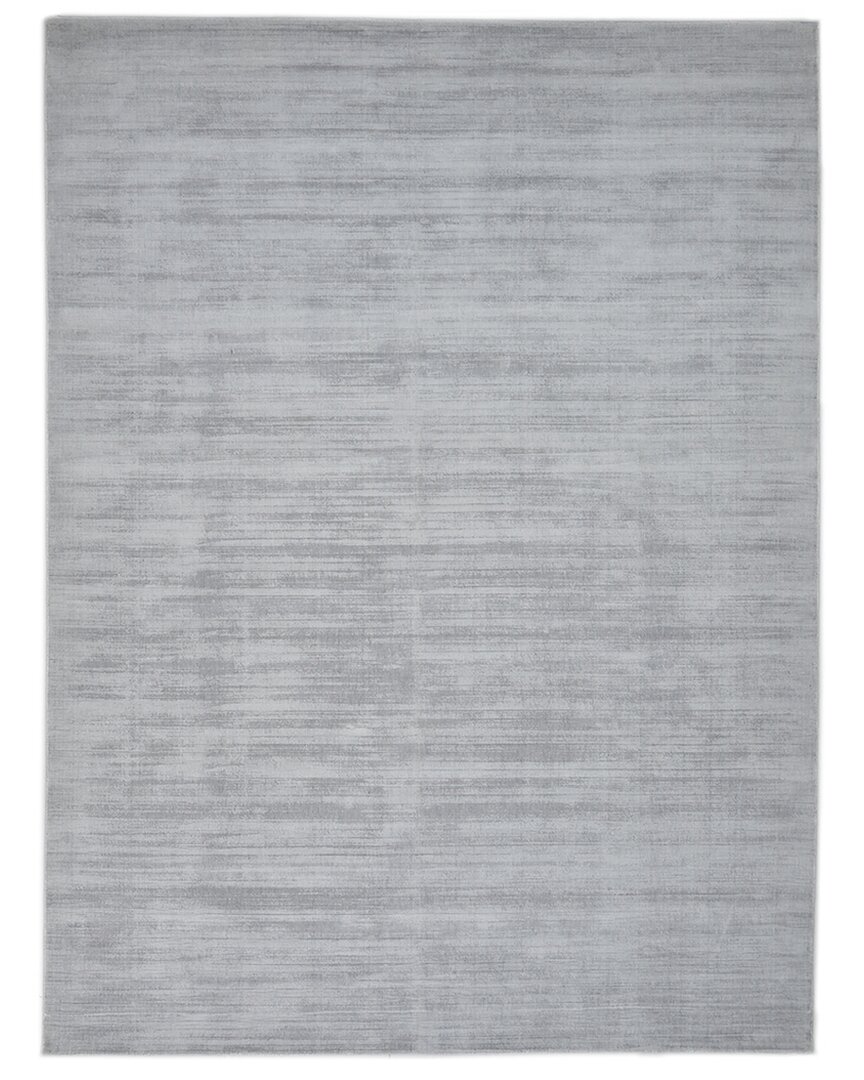 Solo Rugs Solid Hand-loomed Rug In Silver