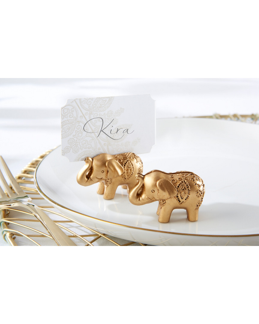 Kate Aspen Set Of 12 Lucky Golden Elephant Place Card Holders