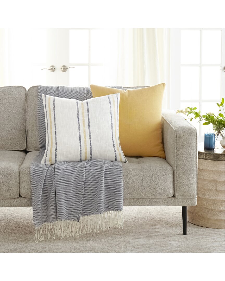 Home Collection Pack Of 2 Yarn-dyed Patterned Throw Pillows In Yellow