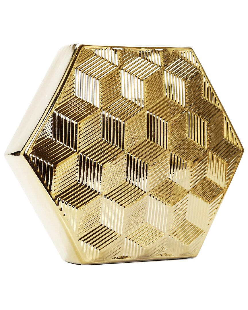 Vivience Gold Hexagon Shaped Vase