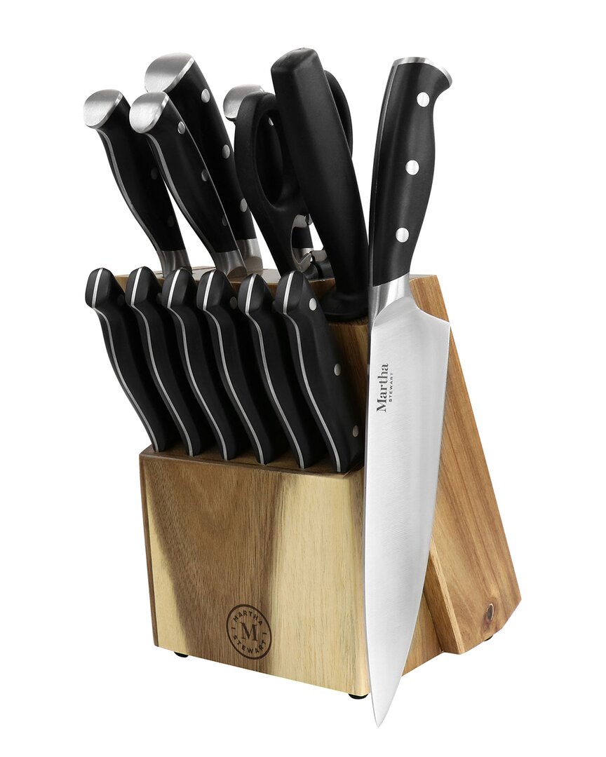 Martha Stewart Stainless Steel 14pc Cutlery & Knife Block Set In Black