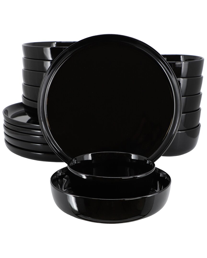 Elama Duncan 18pc Porcelain Dinnerware Set In Black