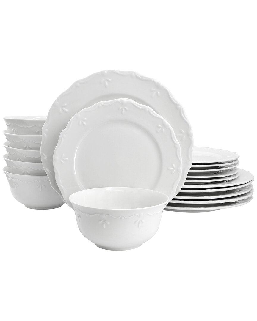 Elama Henryi 18pc Porcelain Dinnerware Set In White