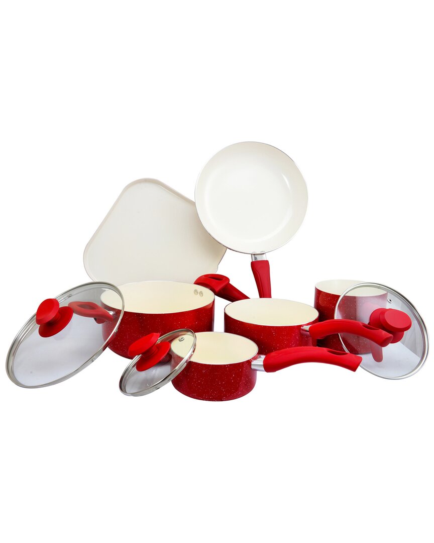 Oster Cocina San Jacinto Aluminum 9pc Cookware Set In Red