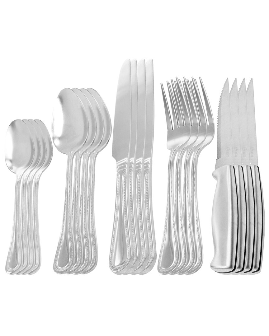Oster 20pc Stainless Steel Flatware & Steak Knife Set In Silver
