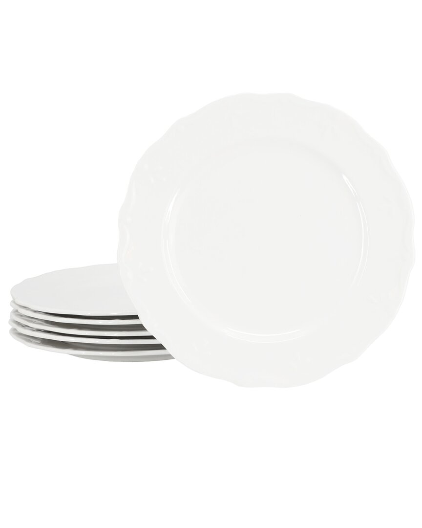 Elama Henryi 6pc Porcelain Dinner Plate Set In White