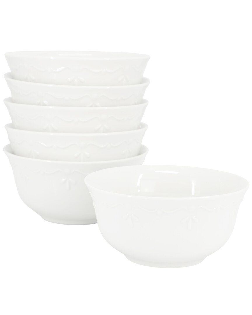 Elama Henryi 6pc Porcelain Bowl Set In White