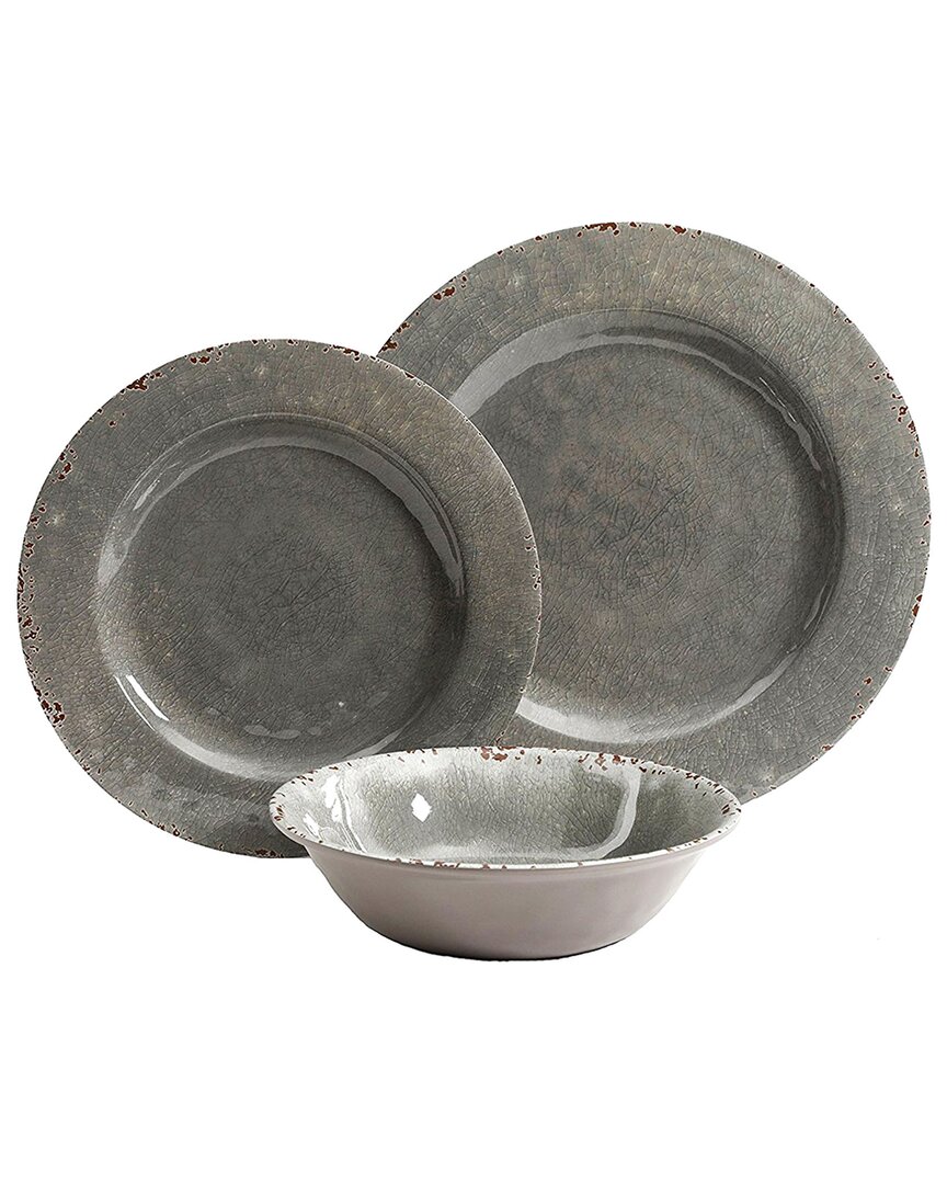 Studio California Mauna 12pc Grey Crackle Dinnerware Set In Grey