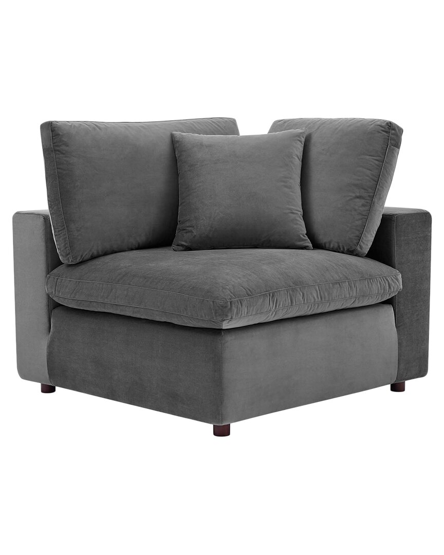 Modway Commix Down Filled Overstuffed Performance Velvet Corner Chair In Gray