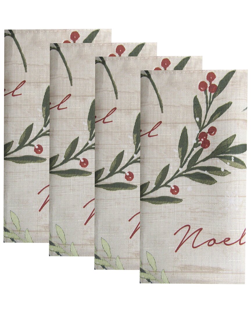 Elrene Home Fashions Set Of 4 Holiday Tree Trimmings Napkins In Multi
