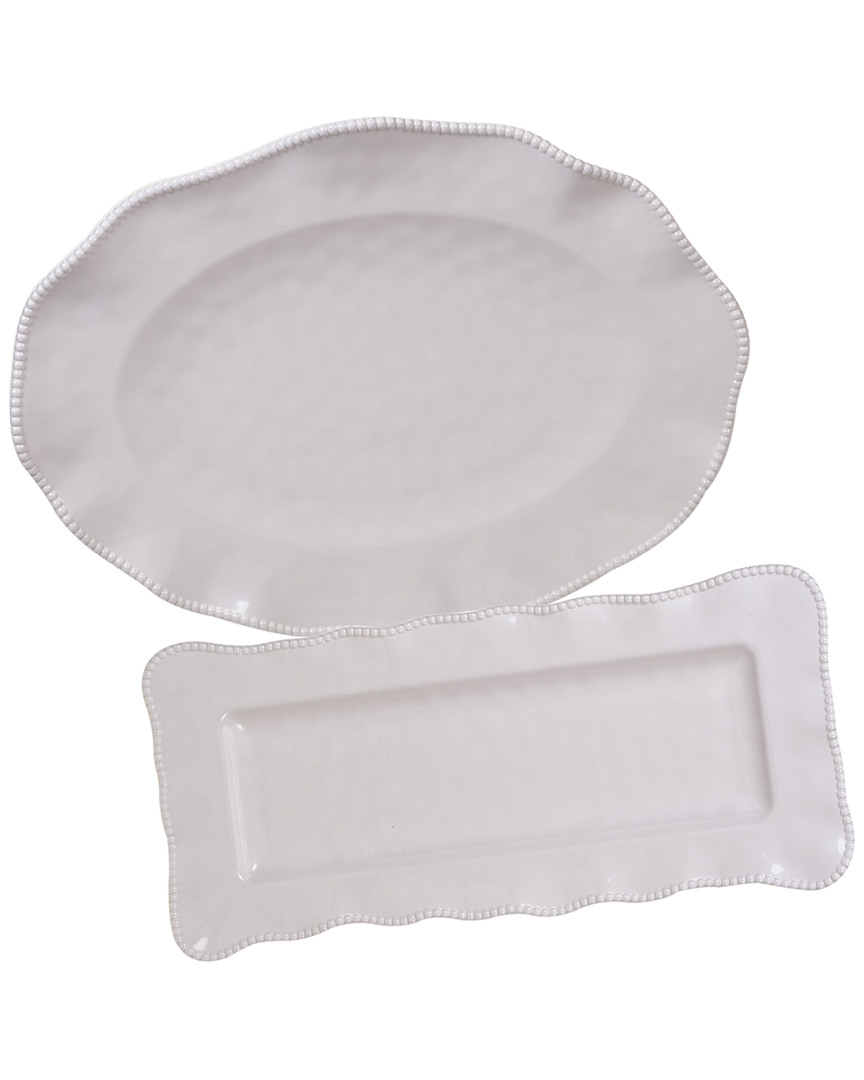 Certified International Melamine Perlette Cream 2pc Platter Set