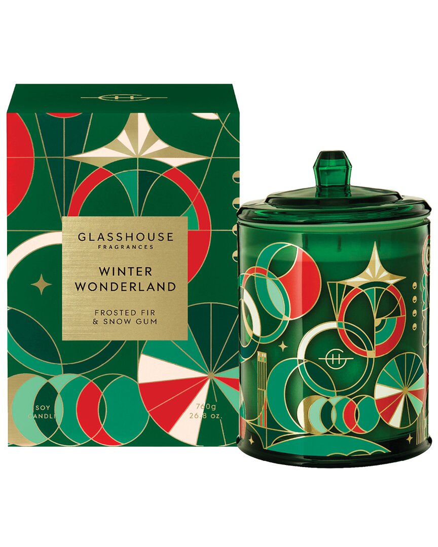 Glasshouse Fragrances Winter Wonderland 760g Candle In Green