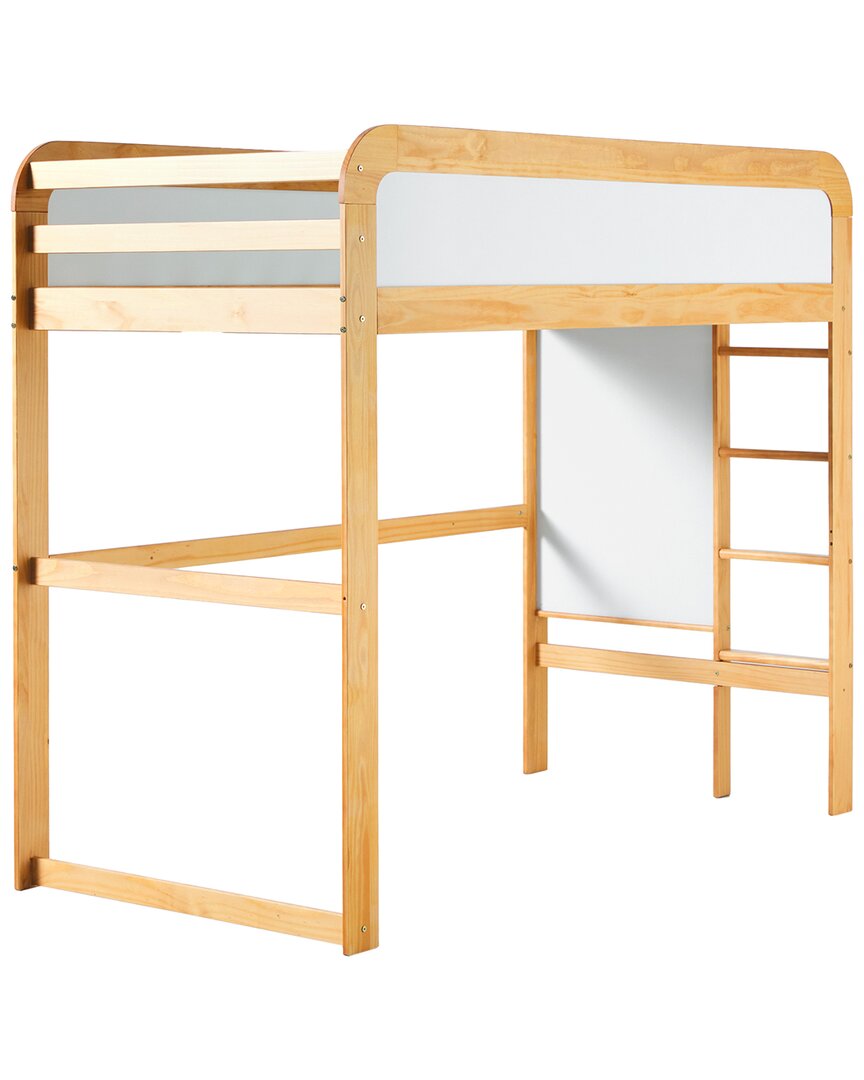 Walker Edison Modern Solid Wood Bunk Bed With Ladder In Neutral