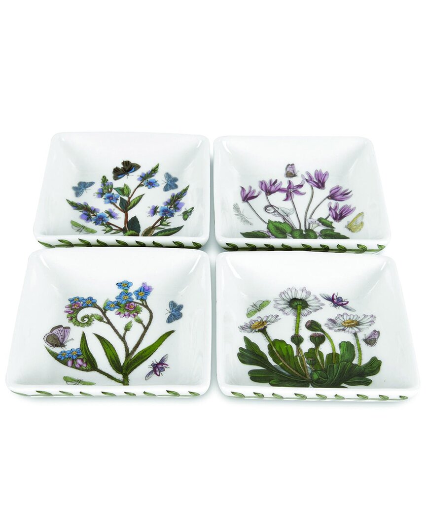 Portmeirion Botanic Garden Set Of 4 Square Mini Dishes In White