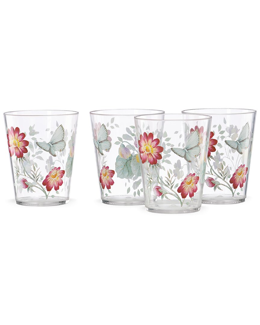 Lenox Butterfly Meadow Acrylic 4pc Double Old Fashioned Glass Set In Multi
