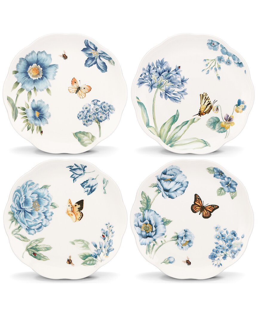 Lenox Butterfly Meadow Blue 4pc Dessert Plate Set In Blue