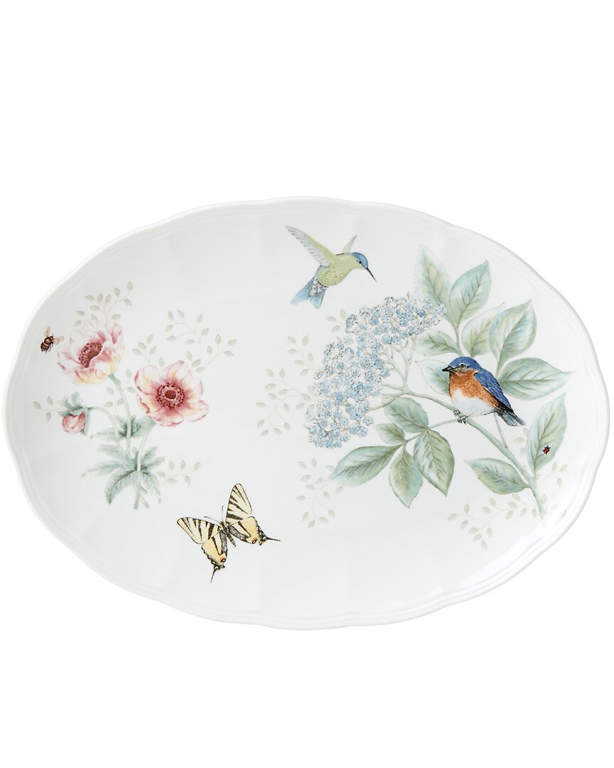 Shop Lenox Butterfly Meadow Flutter Eastern Bluebird Oval Serving Platter In Multi