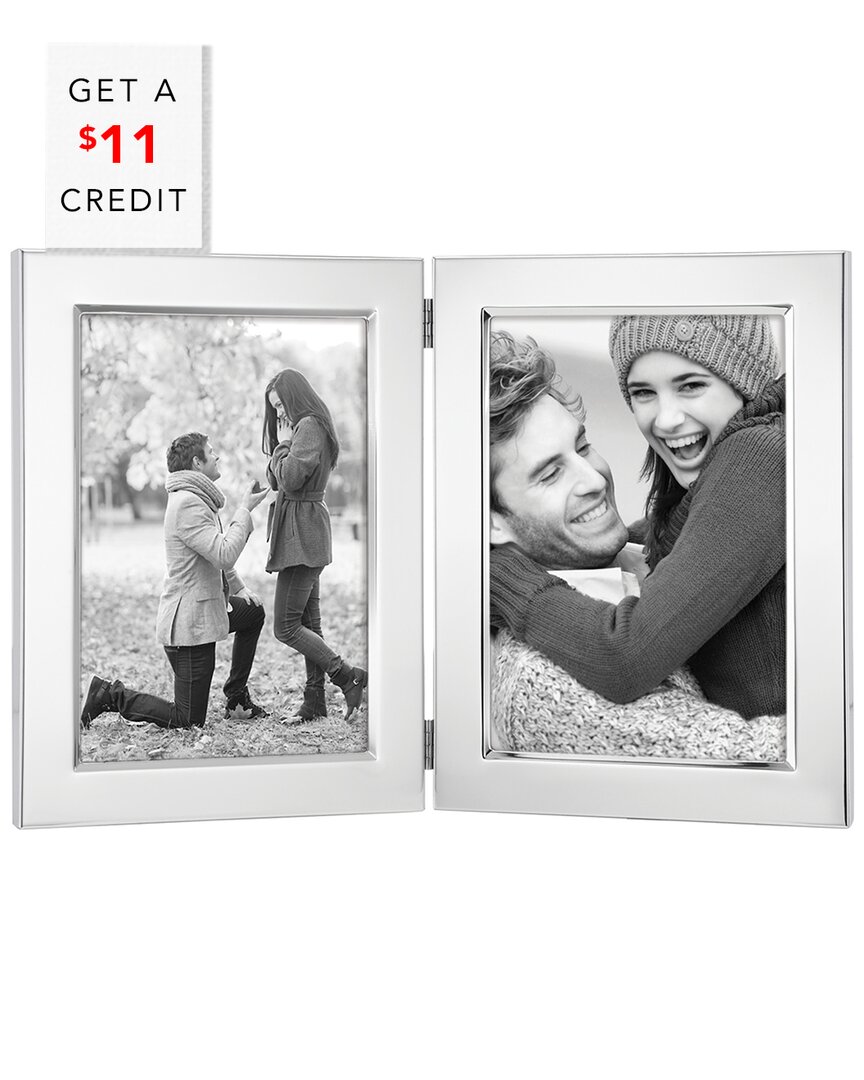 Reed And Barton Classic Silver-plated Double Photo Frame With $11 Credit In Metallic
