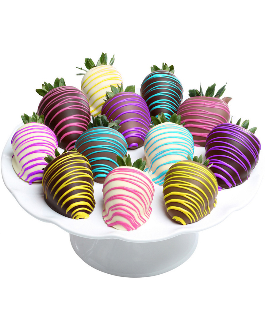 Chocolate Covered Company 12pc Spring Colors Belgian Chocolate Strawberries