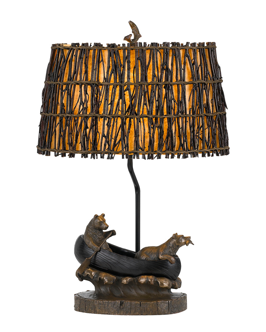 Shop Cal Lighting Calighting 3-way Bear In Canoe Resin Table Lamp