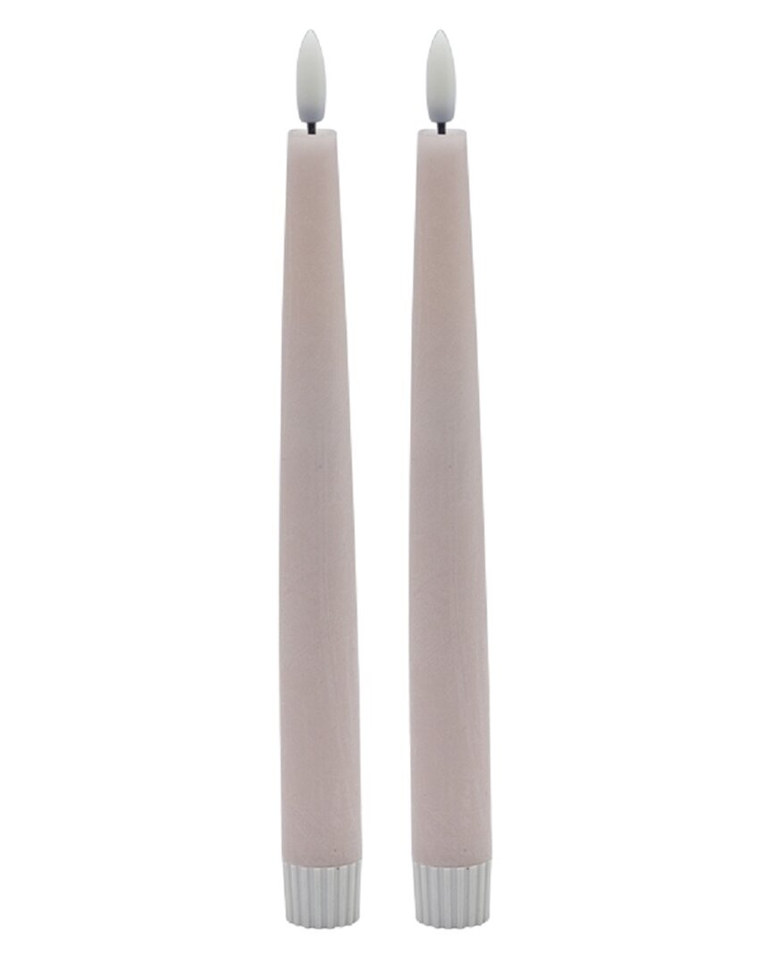 Bidkhome Set Of 2 Pointed Flameless Taper Candles In Pink
