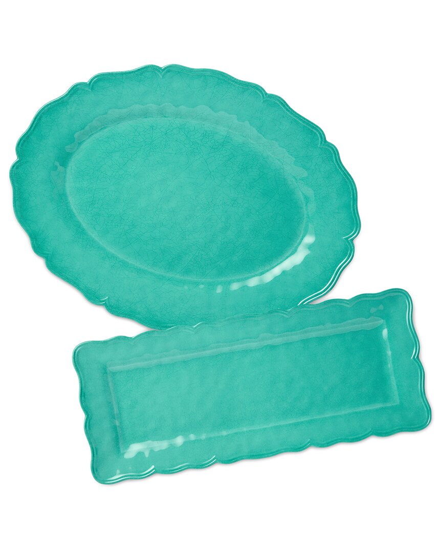 Certified International Isabella Crackle Melamine 2pc Platter Set
