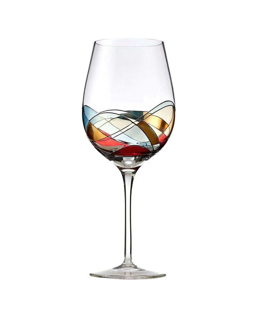 Shop Alice Pazkus Stemmed Wine Glass With Colored Mosaic Design In Multi