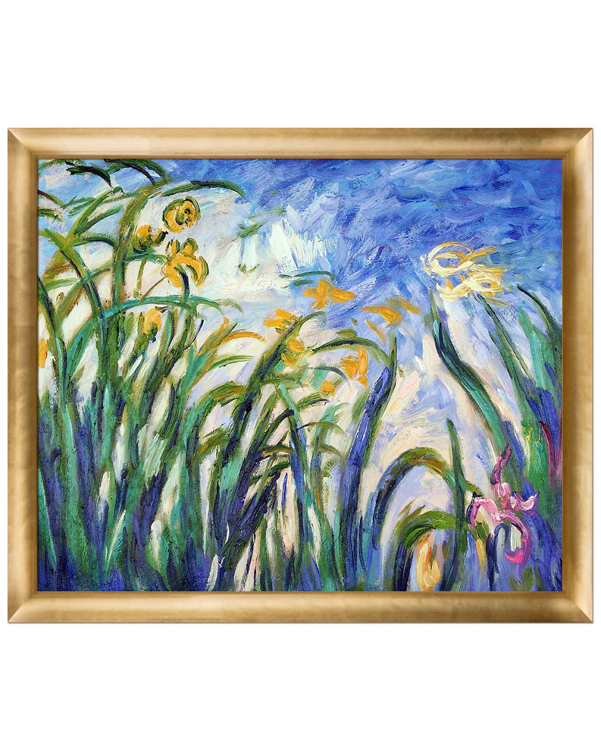 Museum Masters Yellow Irises And Malva Framed Oil Reproduction By Claude Monet