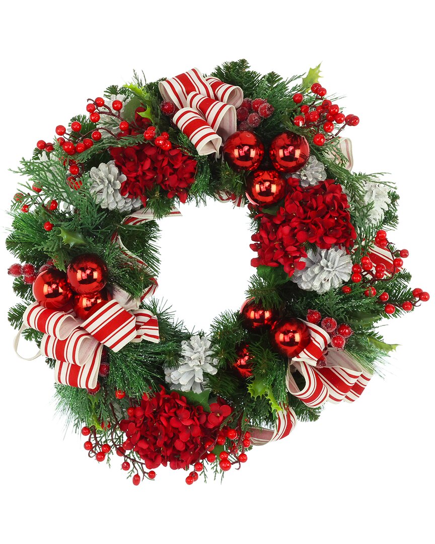 Creative Displays Handmade 26in Holiday Wreath With Hydrangeas In Multi