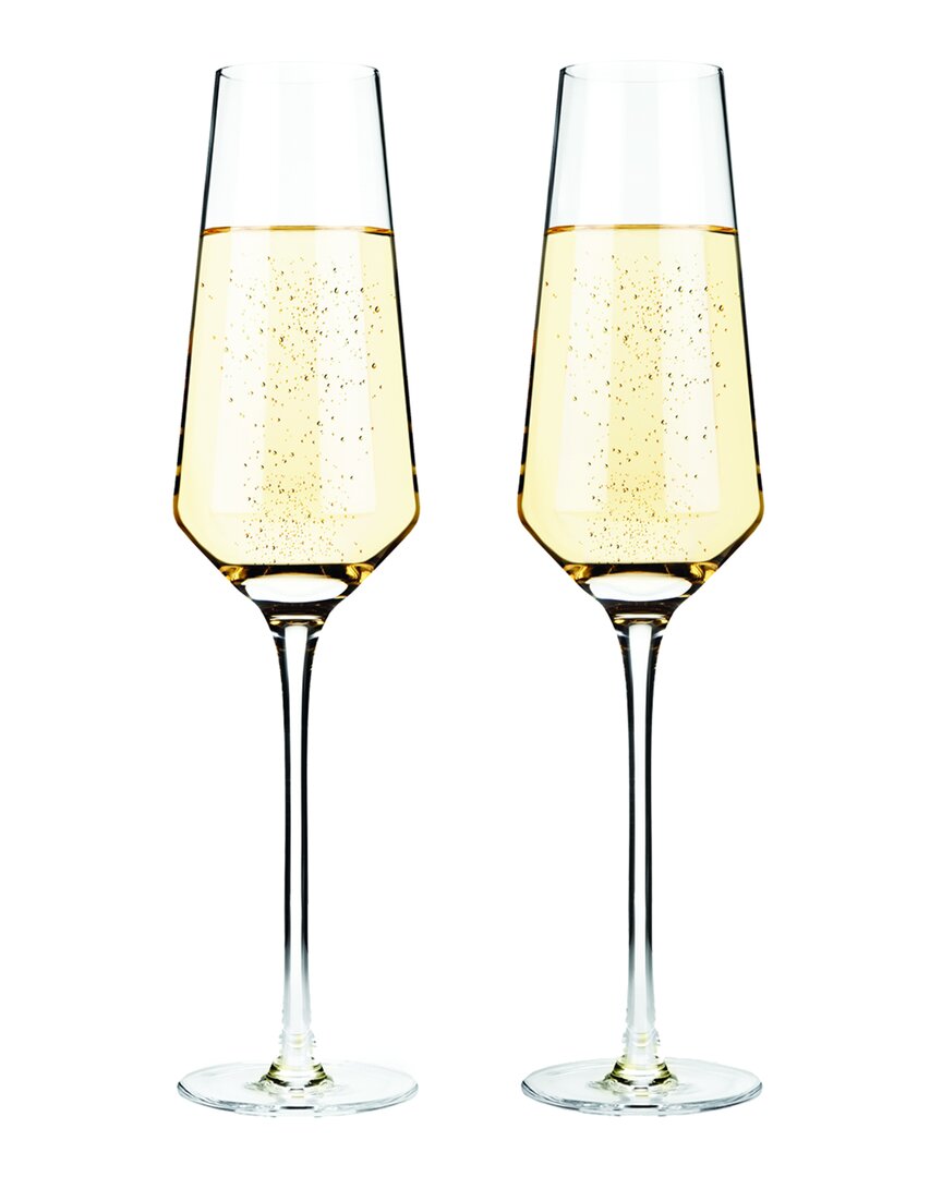 Viski Raye Crystal Set Of 2 Champagne Flutes