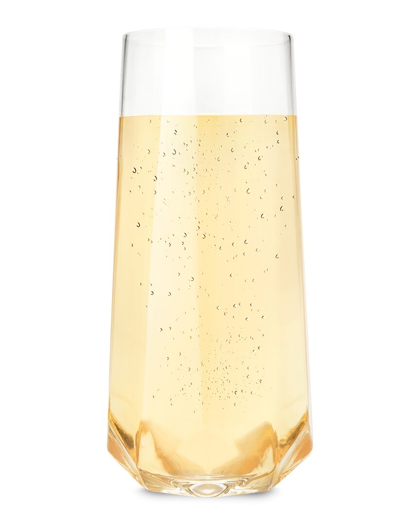 Viski Raye Set Of 2 Faceted Crystal Champagne Glass