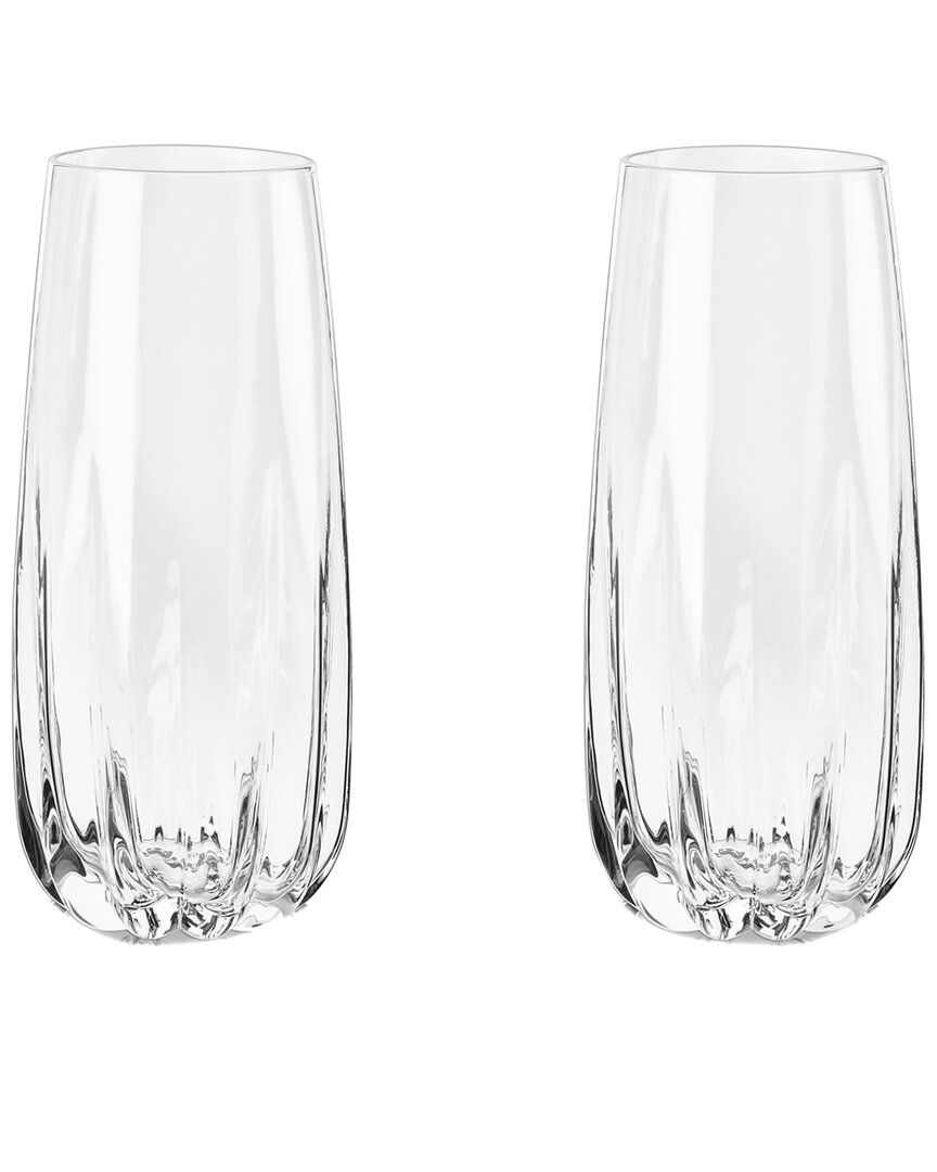 Viski Raye Crystal Set Of 2 Cactus Champagne Flutes