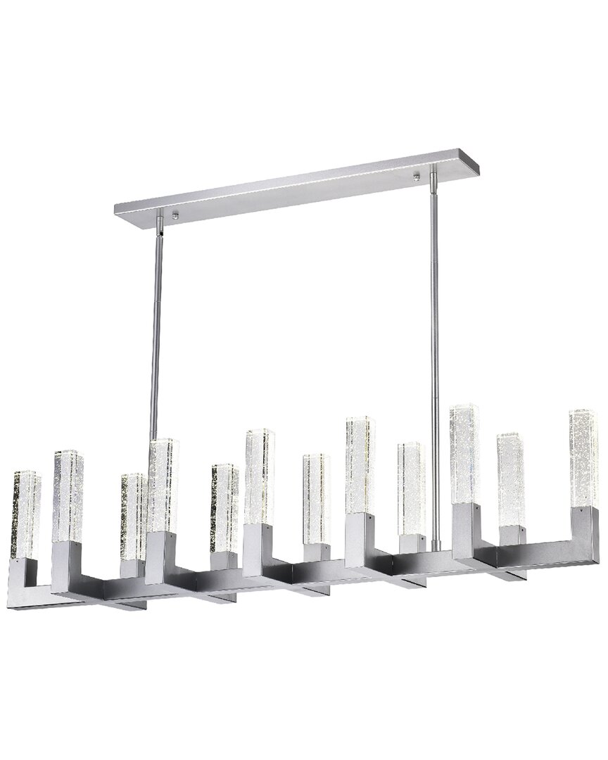 Finesse Decor 12-light Rectangular Crystal Dianyi Led Chandelier In Silver