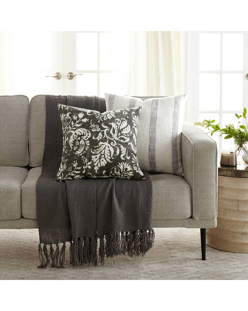 Home Collection Pack Of 2 Yarn-dyed Throw Pillows In Grey
