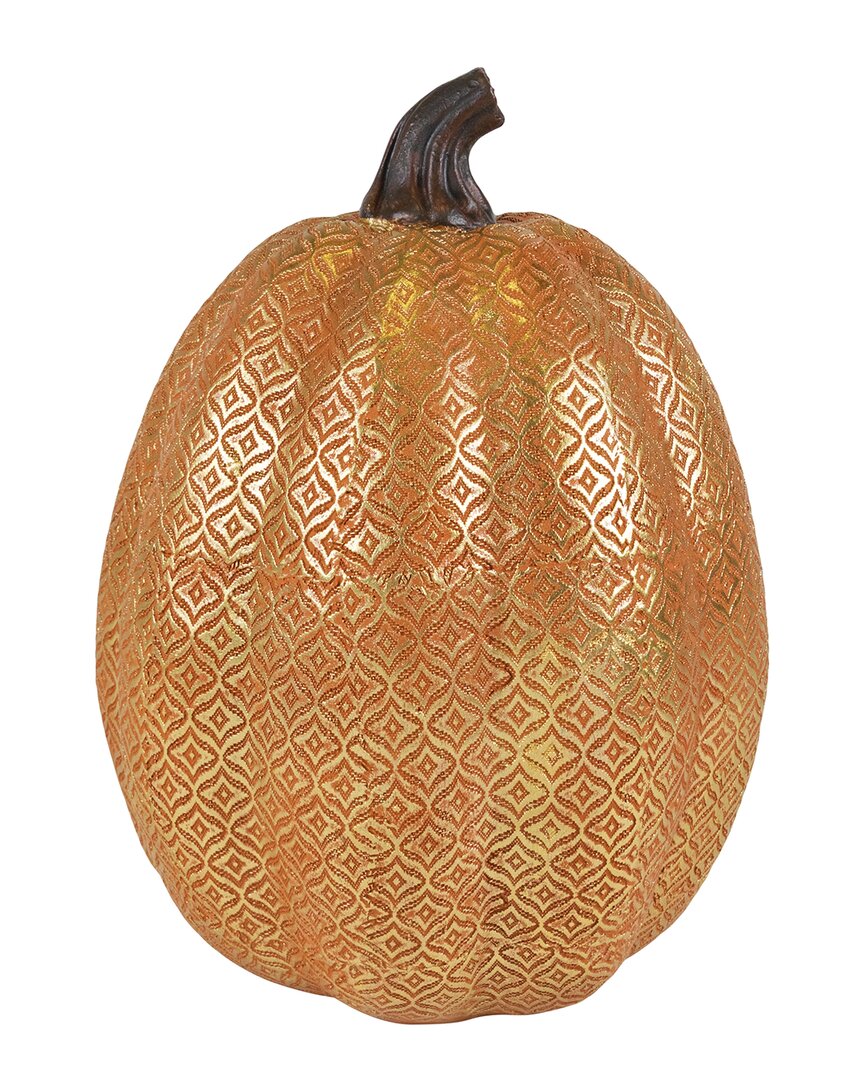Northlight Touch Of Gold Textured Fall Harvest Pumpkin Decoration In Orange