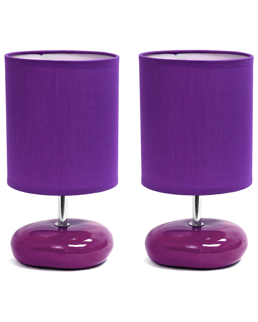 Lalia Home Set Of Two 10.24in Traditional Mini Round Rock Table Lamps