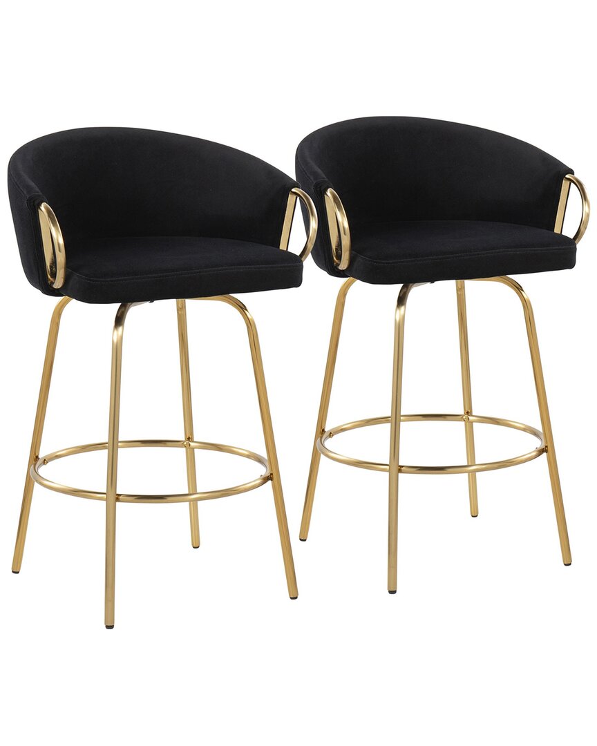 Lumisource Set Of 2 Claire Fixed-height Counter Stools In Gold