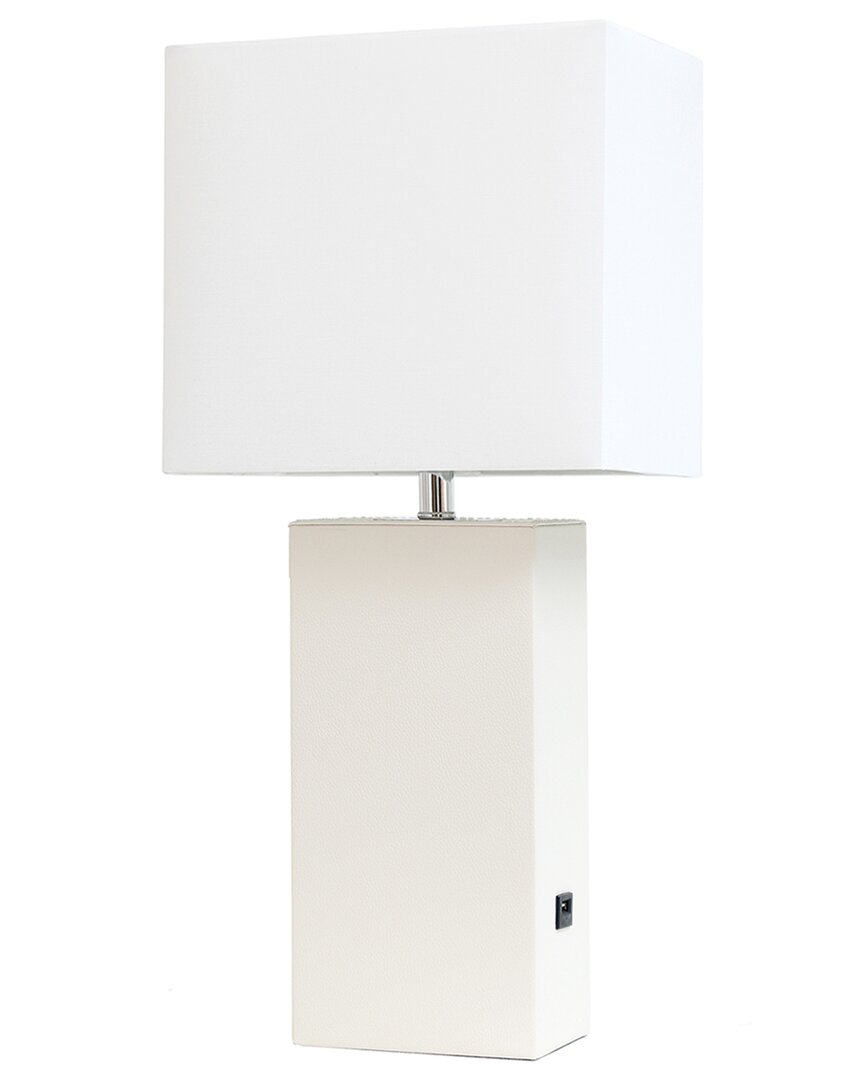 LALIA HOME LALIA HOME 21IN MODERN LEATHER WRAPPED TABLE LAMP WITH USB PORT & LED BULB INCLUDED