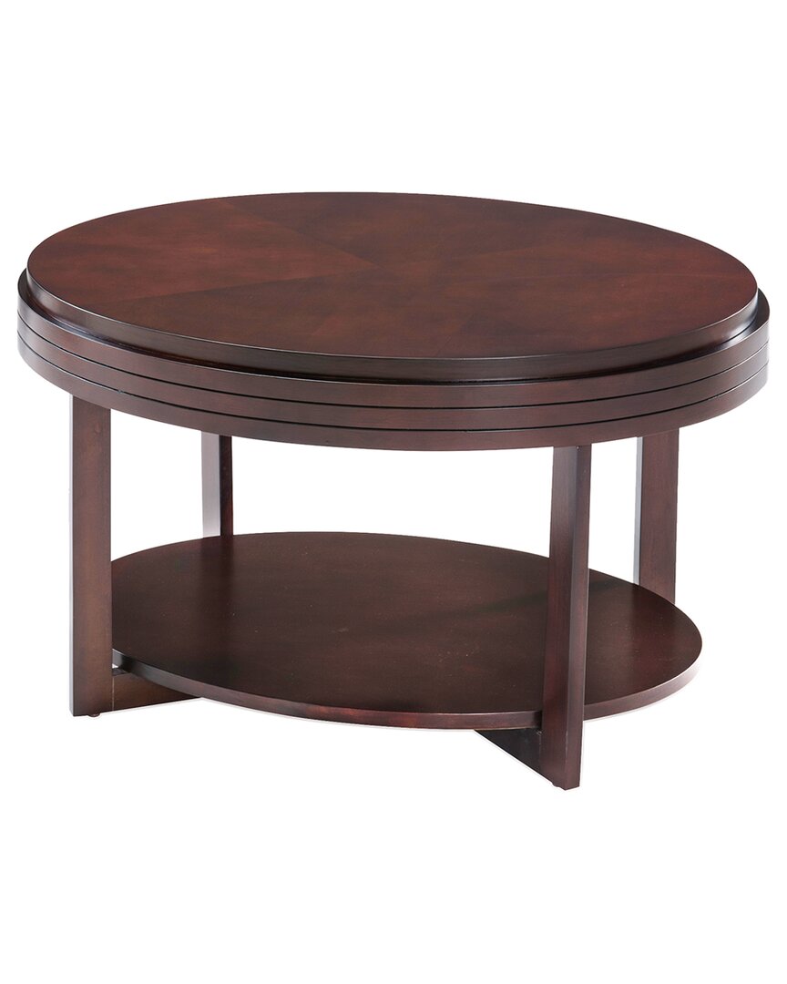 Leick Home Teo Solid Wood Oval Small Coffee Table With Shelf In Animal Print