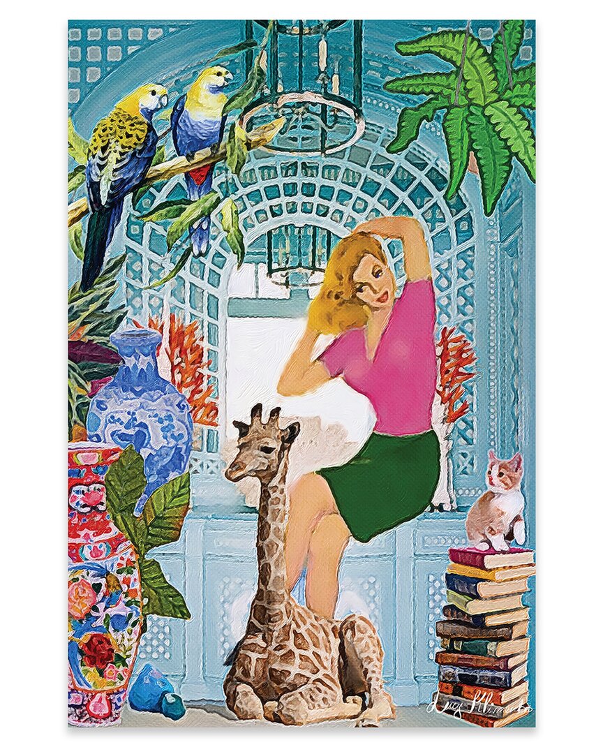 Icanvas Blonde With Baby Giraffe Print On Acrylic Glass By Lucy Klimenko