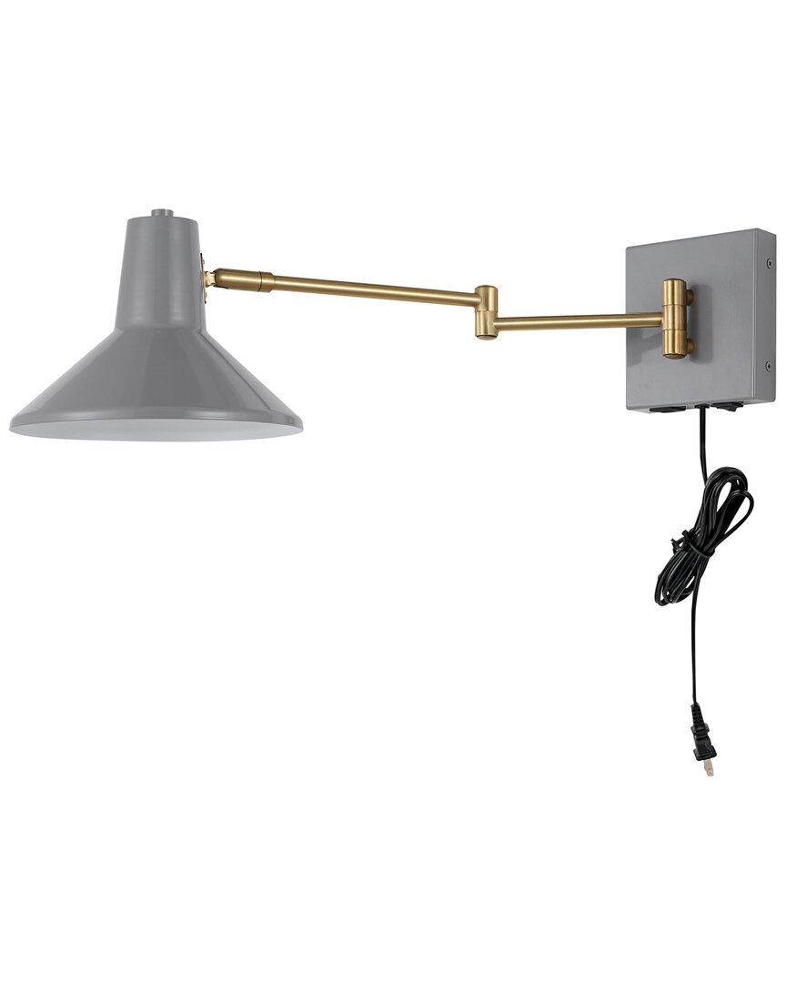 Jonathan Y Hygge 16in Usb Charging Port Led Sconce In Gray