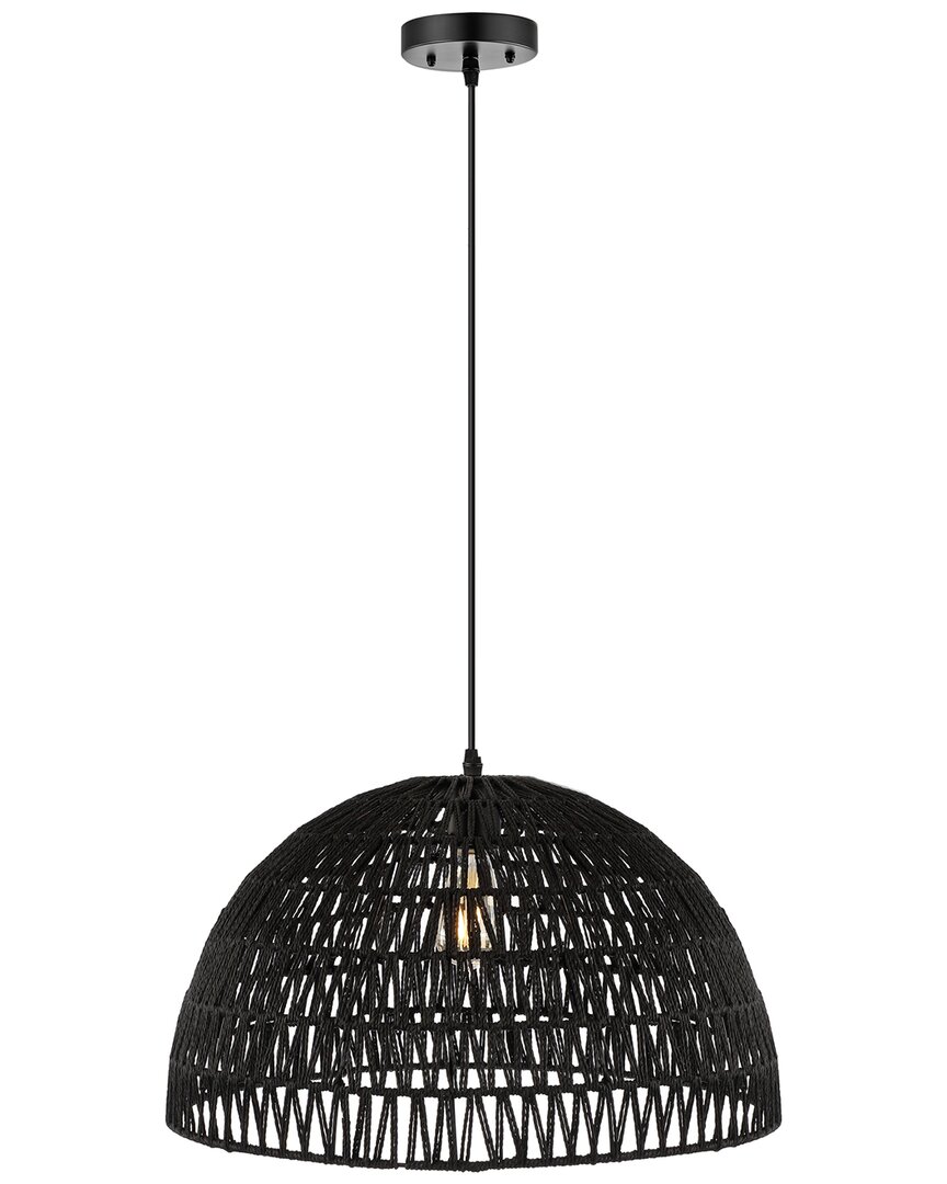 Jonathan Y Campana 20in Led Wicker Pendant In Black