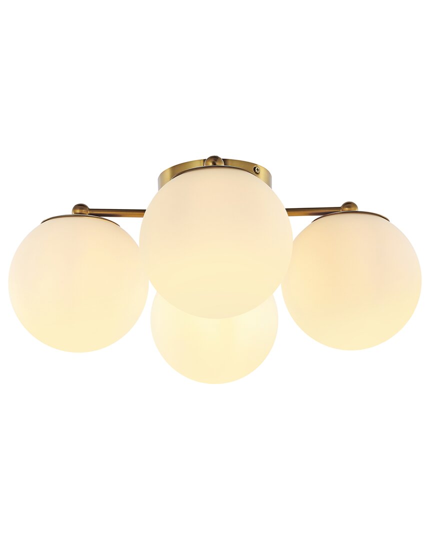 Jonathan Y Orly 18in 4-light Irled Semi Flush Mount In Brass