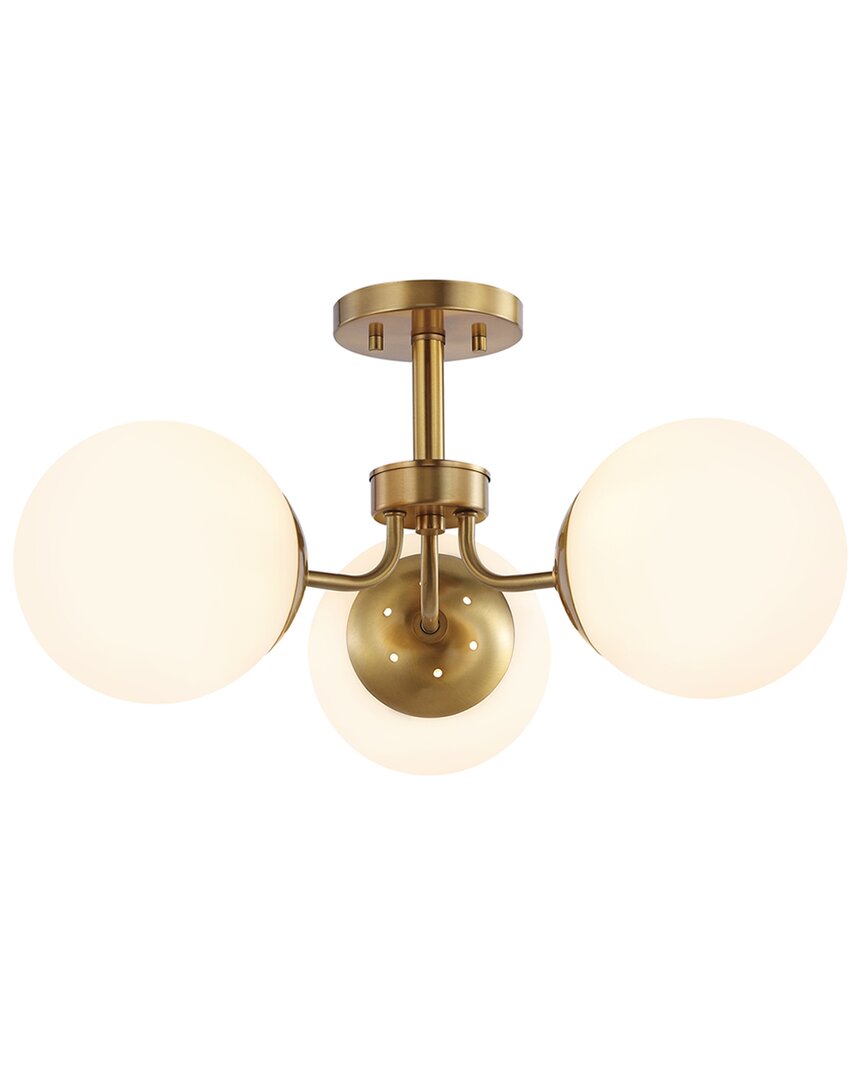 Jonathan Y Olivier 23.5in 3-light Irled Semi Flush Mount In Brass