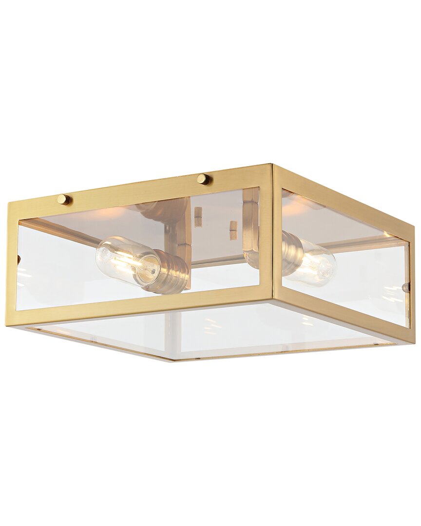 Jonathan Y Grayson 12in 2-light Led Flush Mount In Brass