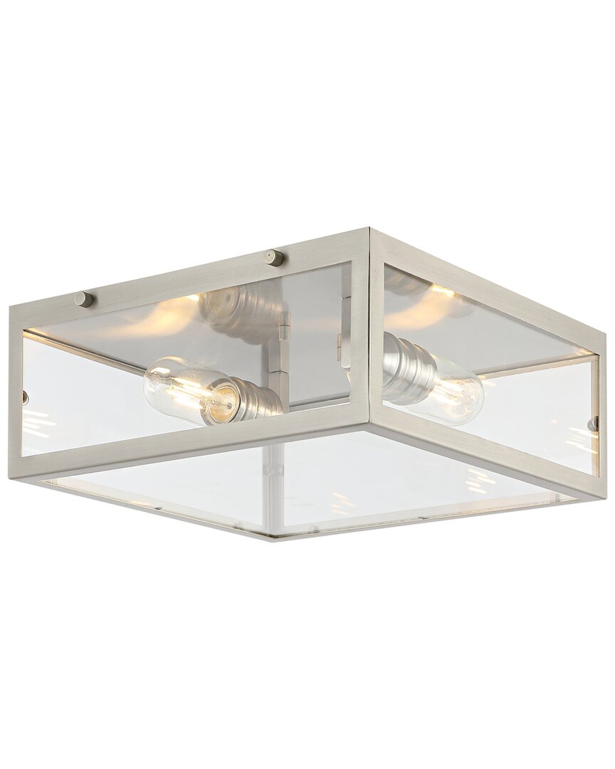 Jonathan Y Grayson 12in 2-light Led Flush Mount In Nickel