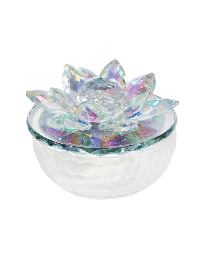Sagebrook Home Crystal Lotus Trinket Jar In Multi