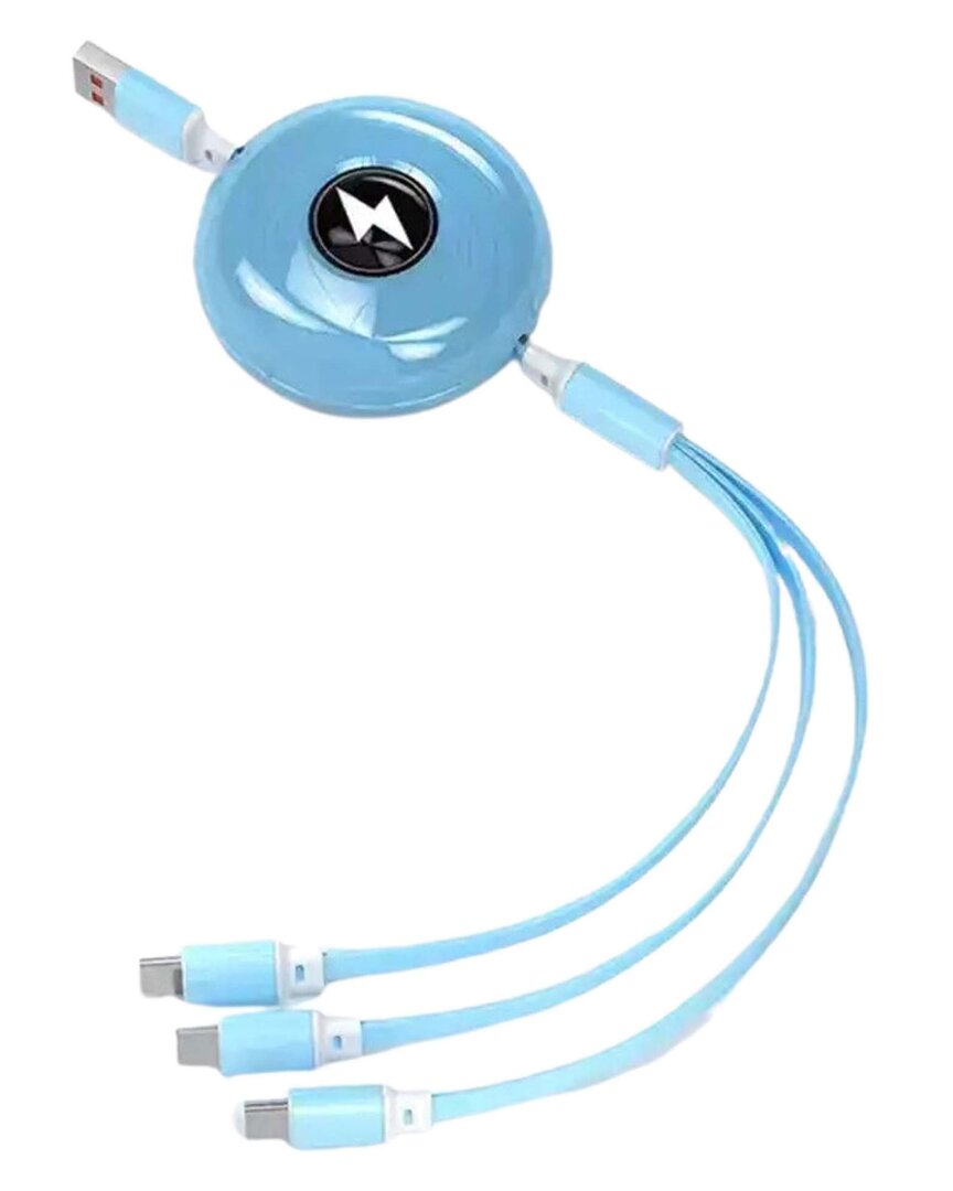 3p Experts 3-in-1 Blue Retractable Charging Cable